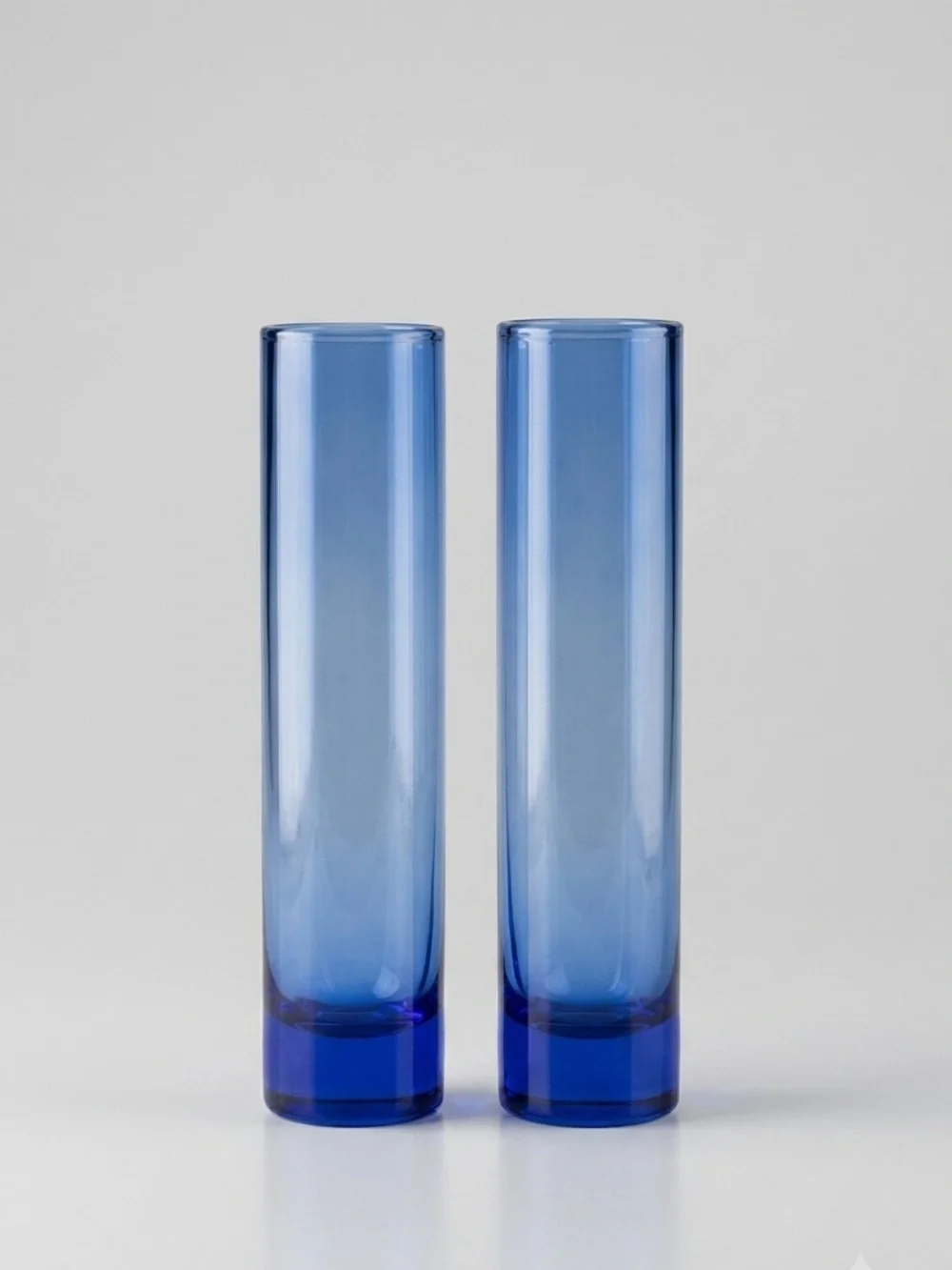 Vintage Libbey Cobalt Blue Cylinder Bud Vases Weighted Base Made in USA 7.5